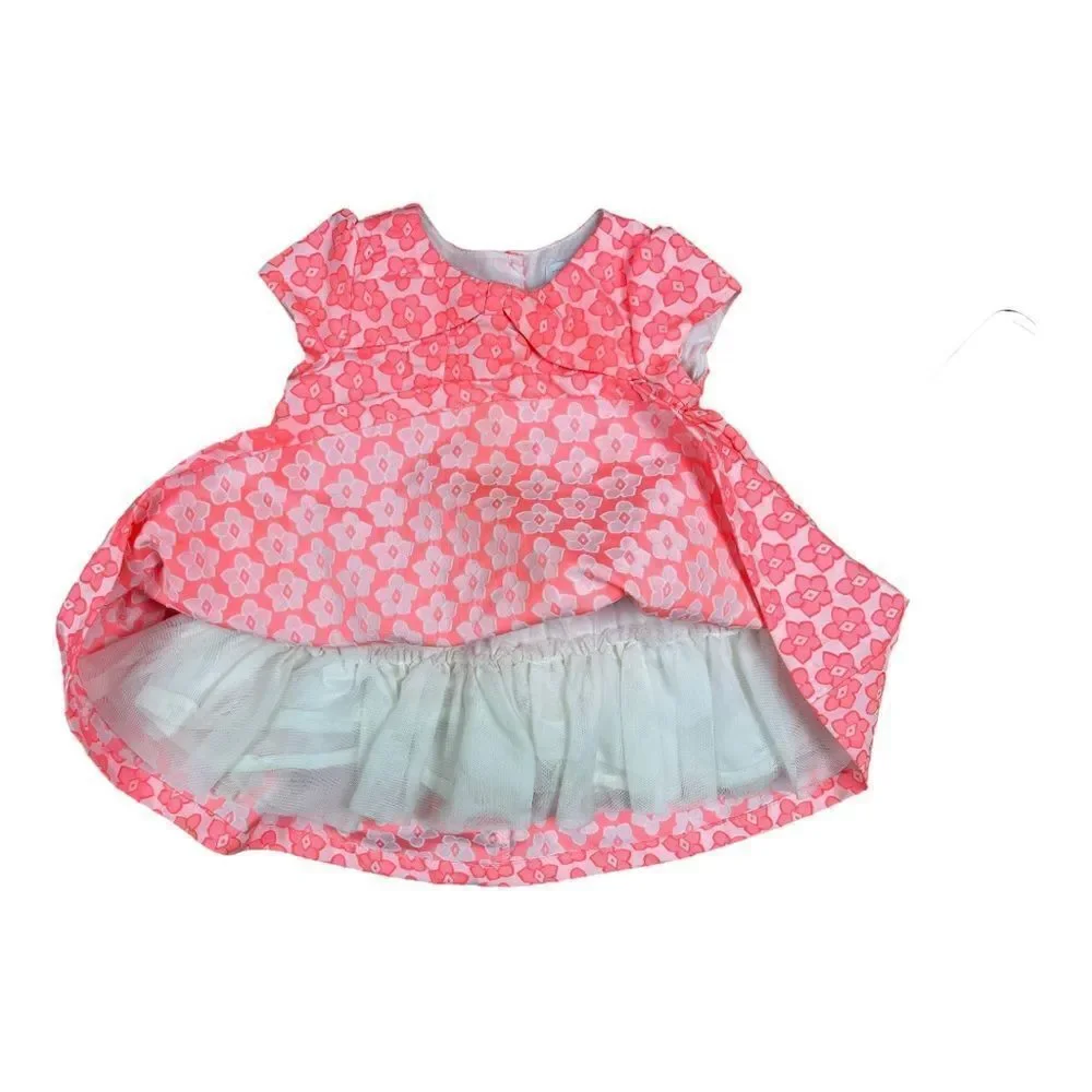 The Children's Place Baby Girl Pink Floral Dress Size 12-18 Months Lined Tulle